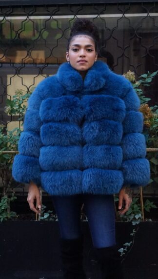 Denim Dyed Blue Fox Jacket CH4565