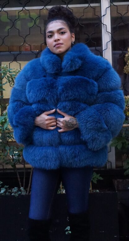Denim Dyed Blue Fox Jacket CH4565 - Image 3