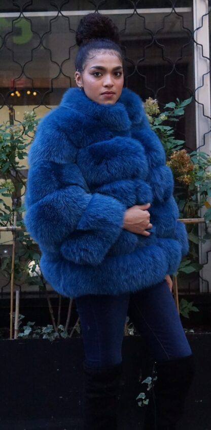 Denim Dyed Blue Fox Jacket CH4565 - Image 4