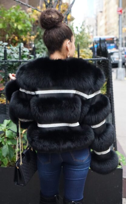 Evening Black Fox jacket Rhinestones J9833 - Image 3