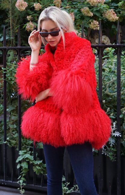Red Rabbit Jacket Tibetan Lamb Trim 646433