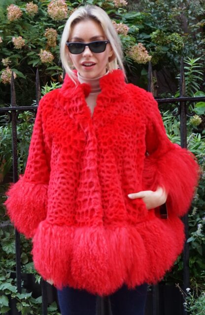 Red Rabbit Jacket Tibetan Lamb Trim 646433 - Image 4