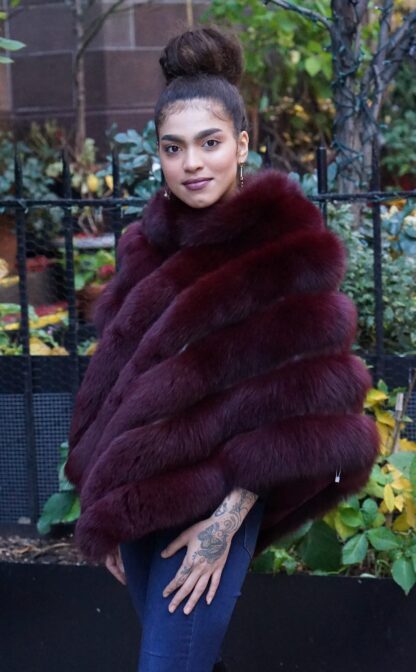 Burgundy Fox Poncho CH2828 - Image 2