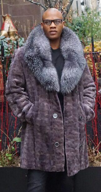 Blue Iris Men's Mink Stroller Fox Collar 87665