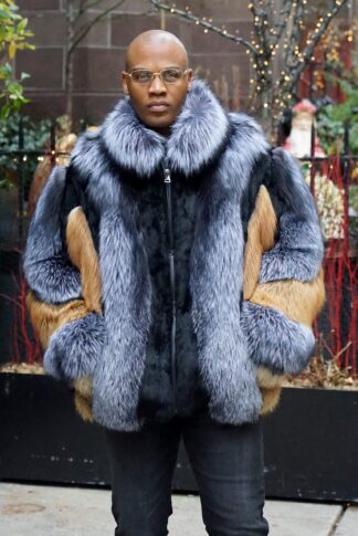 Men's Red and Silver Fox Jacket J98899