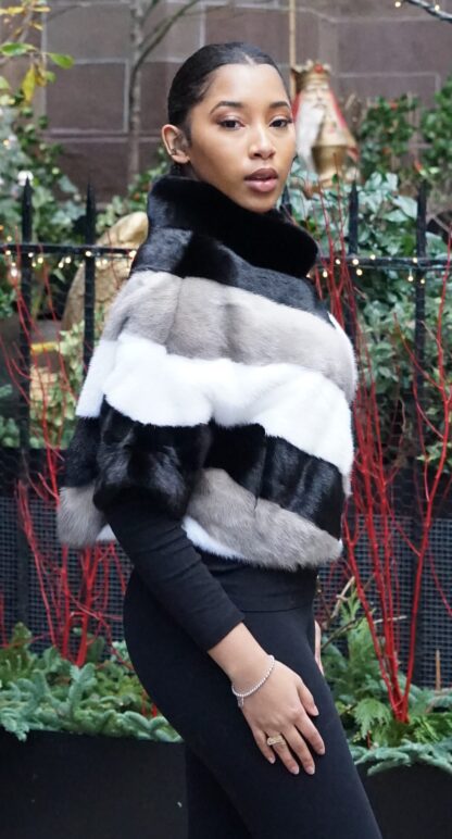 Multi Colored Mink Pullover Jacket 6556 - Image 3
