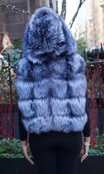 Hooded Silver Fox Vest 8876 - Image 3