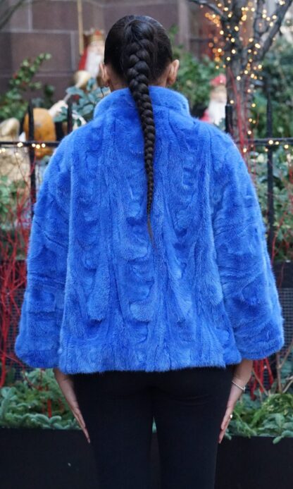 Navy Blue Fox Jacket Size Small 74747 - Image 3