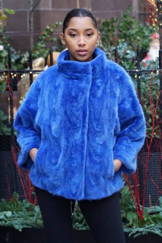 Navy Blue Fox Jacket Size Small 74747