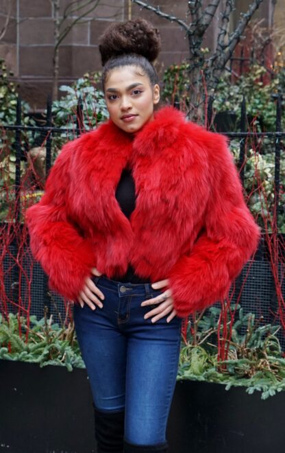 Dyed Red Fox Jacket Size Small 89043 - Image 4