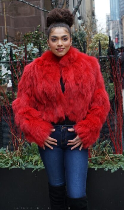 Dyed Red Fox Jacket Size Small 89043 - Image 5