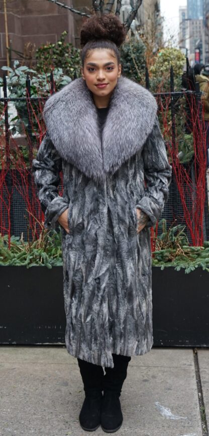 Gray Persian Coat Fox Collar Size 6-8 22272 - Image 3