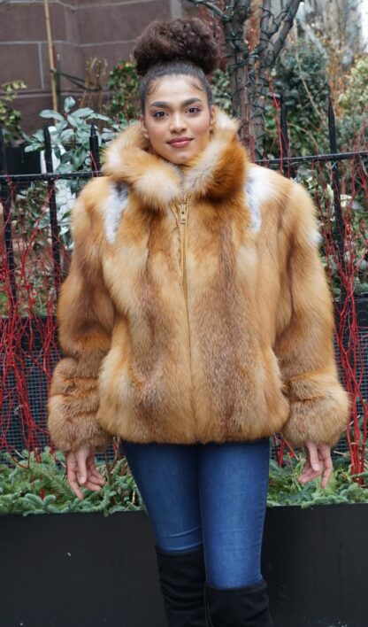 Classic Red Fox Bomber Jacket Hood 2992 - Image 2