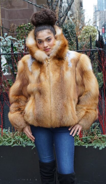 Classic Red Fox Bomber Jacket Hood 2992 - Image 6