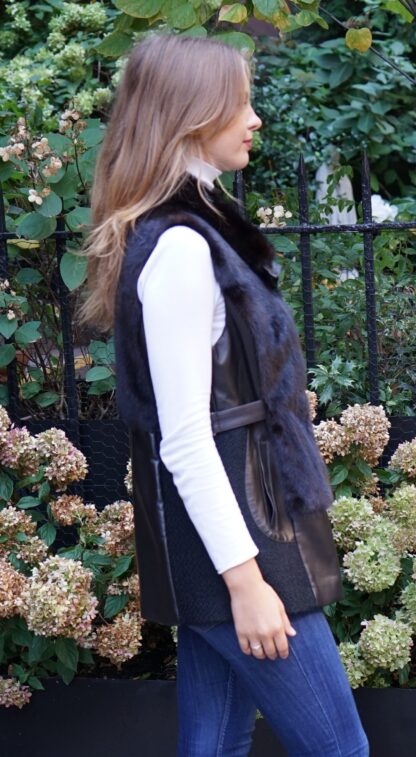 Mahogany Mink Vest Leather Trim 74738 - Image 4