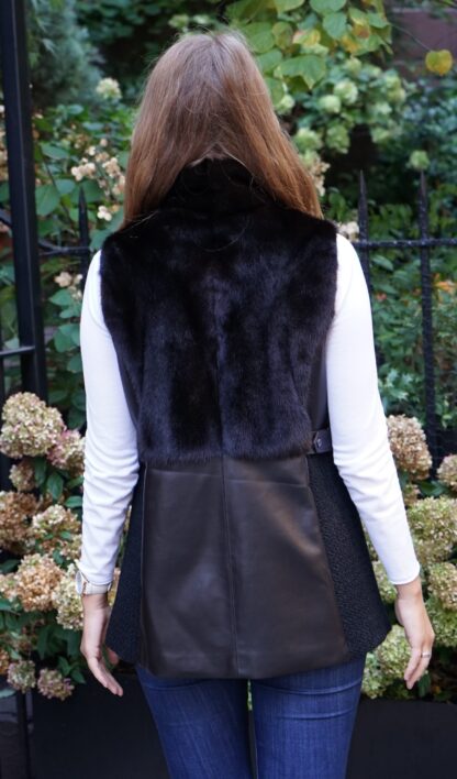 Mahogany Mink Vest Leather Trim 74738 - Image 5