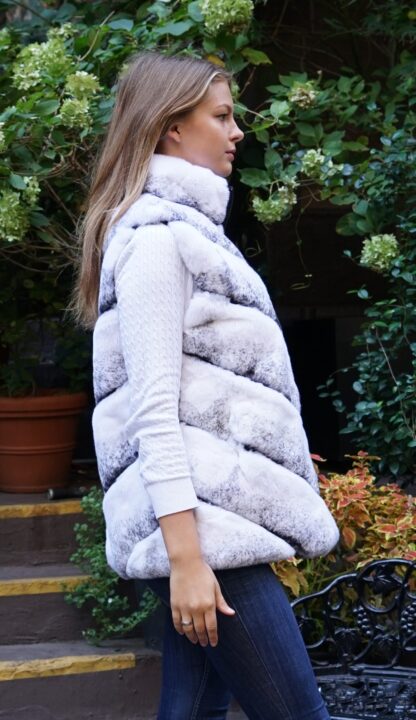 Causal White Cross Rex Fur Reversible Vest 2727 - Image 2