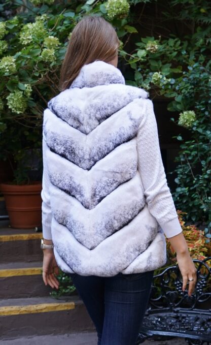 Causal White Cross Rex Fur Reversible Vest 2727 - Image 3