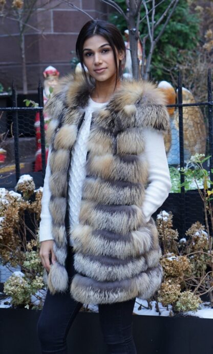 Cross Fox Fur Vest Horizontal 87787 - Image 3