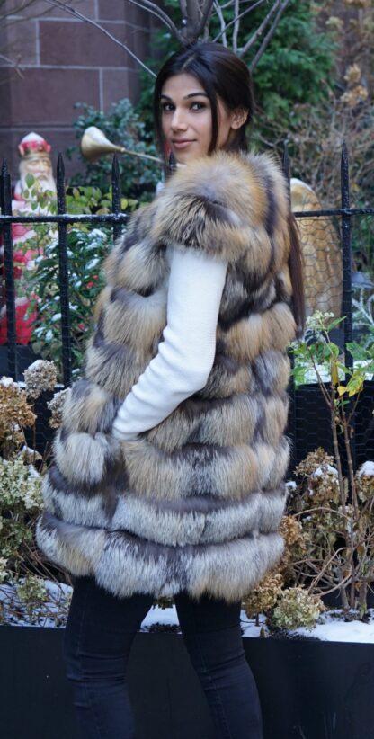 Cross Fox Fur Vest Horizontal 87787 - Image 4