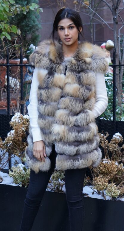 Cross Fox Fur Vest Horizontal 87787