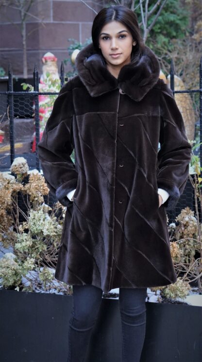 Brown Sheared Mink Stroller Hood 83444 - Image 4