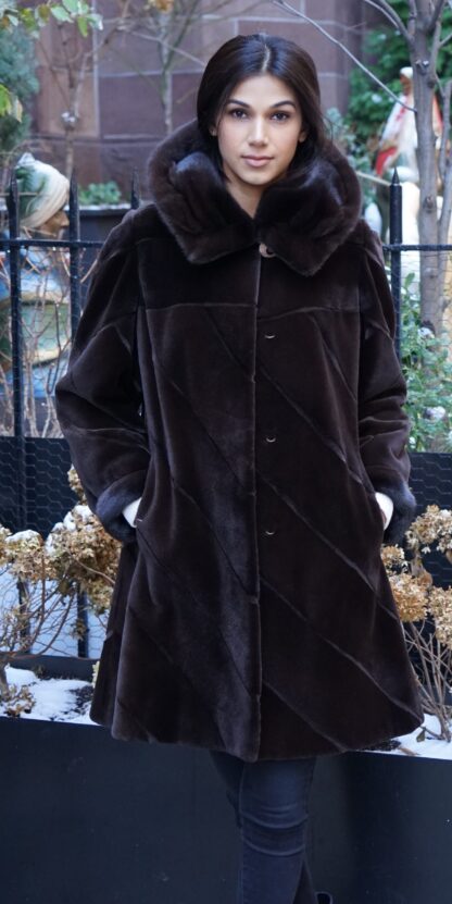 Brown Sheared Mink Stroller Hood 83444 - Image 5