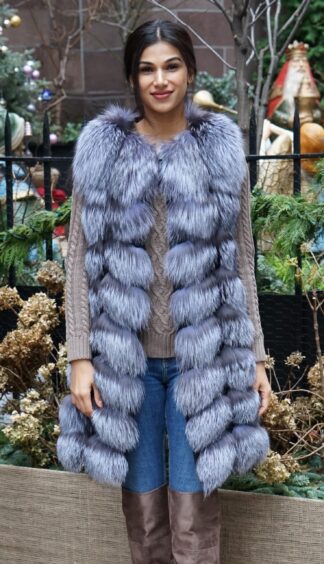 Canadian Silver Fox Fur Vest  Size Small 23473