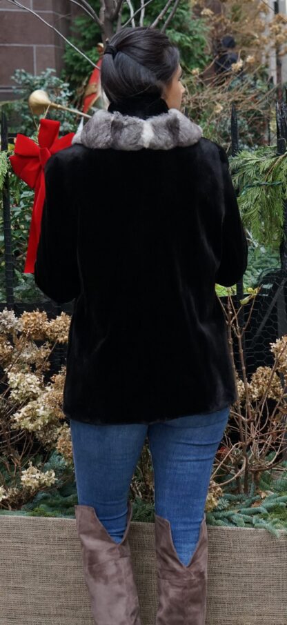Black Sheared Mink Jacket Chinchilla Fronts 9877 - Image 3