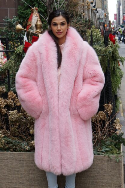 Pink Fox Coat Shawl Collar 23029 - Image 2