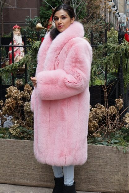 Pink Fox Coat Shawl Collar 23029 - Image 3