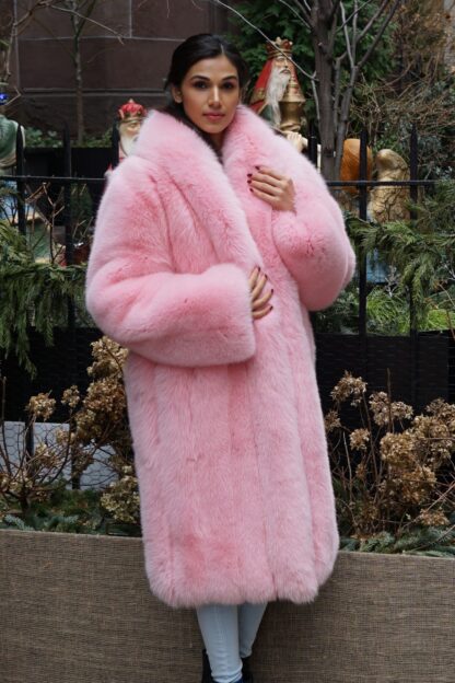 Pink Fox Coat Shawl Collar 23029 - Image 4