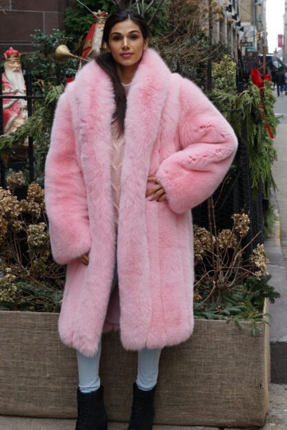 Pink Fox Coat Shawl Collar 23029 - Image 5