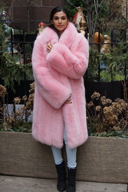 Pink Fox Coat Shawl Collar 23029 - Image 6