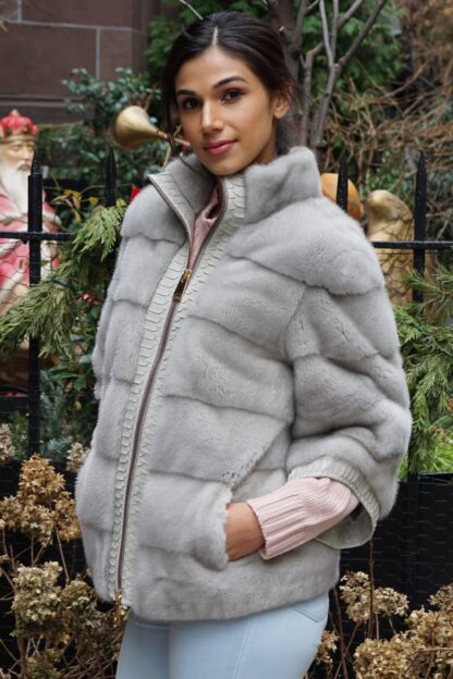 Sapphire Mink Jacket Boa Snake Trim 83773 - Image 2