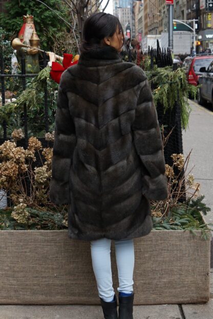 Dark Green Horizontal Mink Coat Size 8 24557 - Image 5