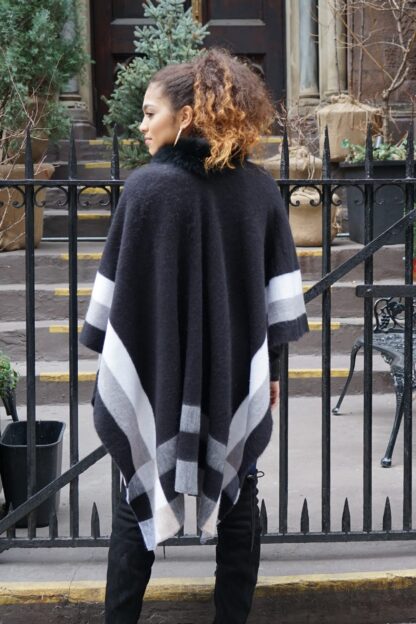 Gray Black White Cashmere Wool Black Fox Trim 645354 - Image 4