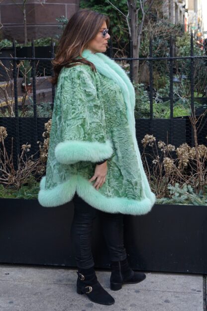 Sea Foam Green Persian Lamb Cape Fox Trim 34222 - Image 2