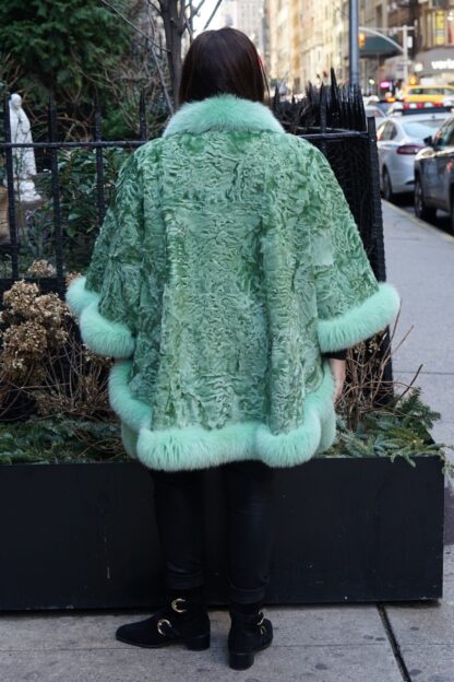 Sea Foam Green Persian Lamb Cape Fox Trim 34222 - Image 3