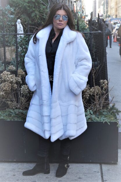 Plus Size White Mink Directional Fur Stroller 29833 - Image 2
