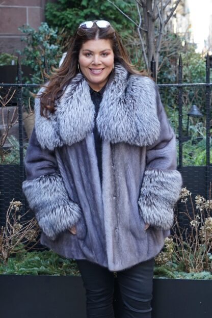 Plus Size Blue Iris Mink Fur Jacket 33487