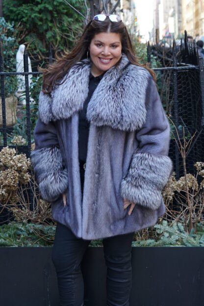 Plus Size Blue Iris Mink Fur Jacket 33487 - Image 3
