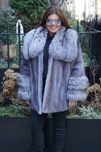 Plus Size Blue Iris Mink Fur Jacket 33487 - Image 4
