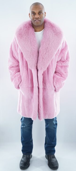 Men's Pink Rex Fur Stroller Fox Collar 6545