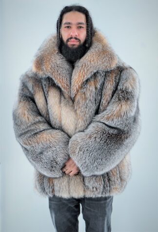 Crystal Fox Men's Fur Bomber Jacket 9002