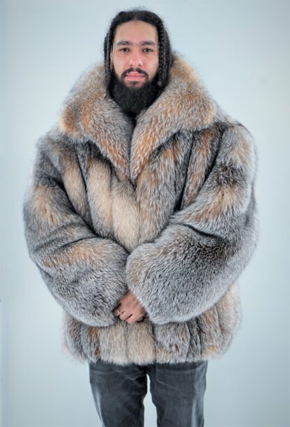 Crystal Fox Men's Fur Bomber Jacket 9002