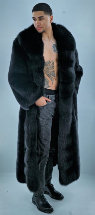 Men's Full Length Black Fox Coat 3726