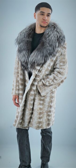 Men's Mink Stroller Off White Sculptured Silver Fox Collar 88953
