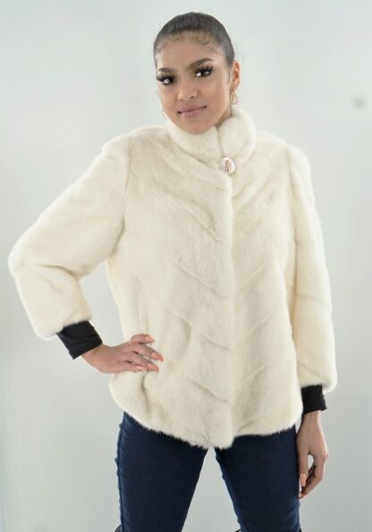 White Mink Jacket Diagonal Body Size 4-6 3928 - Image 2