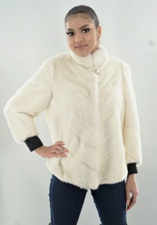 White Mink Jacket Diagonal Body Size 4-6 3928